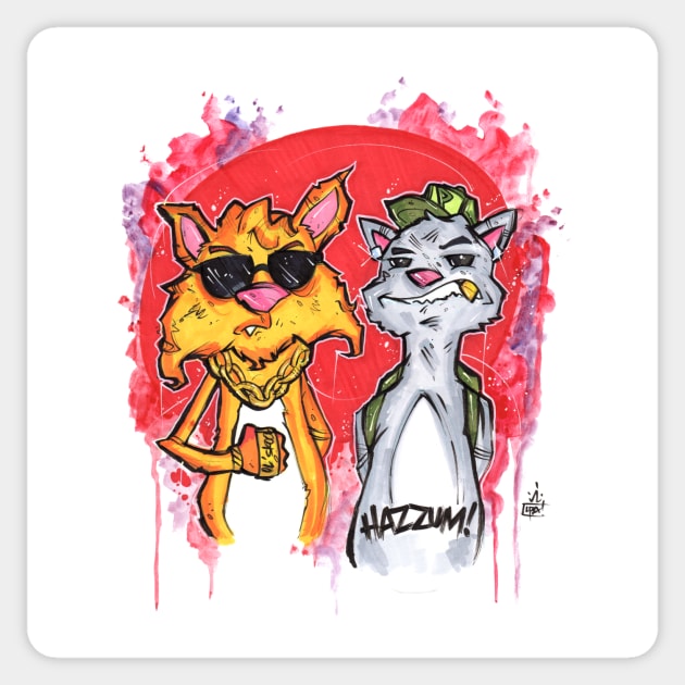 Gangsta Kitties Sticker by Hazzum